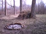 We built this natural tent on my buddies property using para-cord, and some brush and twigs and tree branches.