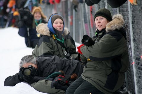 Me, Jan, Simone, shooting inside the shute of the Yukon Quest 2010.