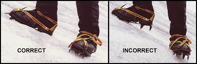 Figure 10-8. Correct and incorrect crampon technique.
