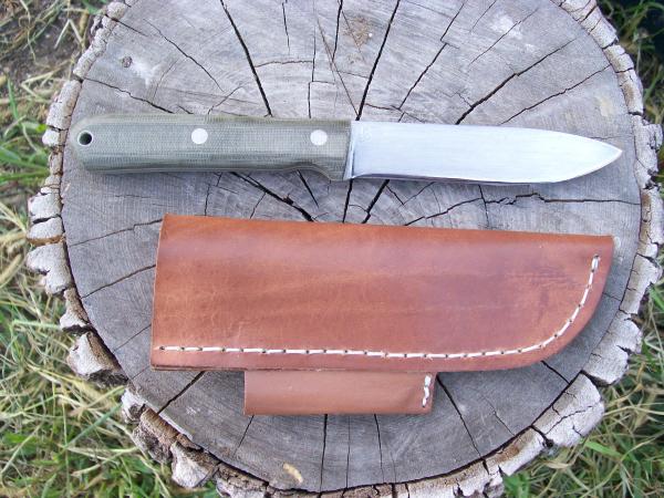 Breeden Knives/KAT
01 steel
4.5" blade, 4.5" handle
with green micarta scales