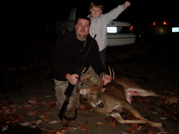 9 point buck taken in 2008 with  30.06.  My youngest in the background cheering me on.