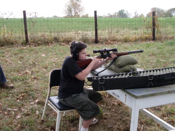 My oldest sighting in his new Marlin 30-30 at 100 yards